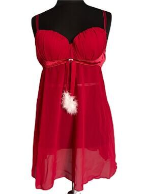 Cinema Etoile Seductivewear Red Santa Babydoll Lingerie and panties size Medium
